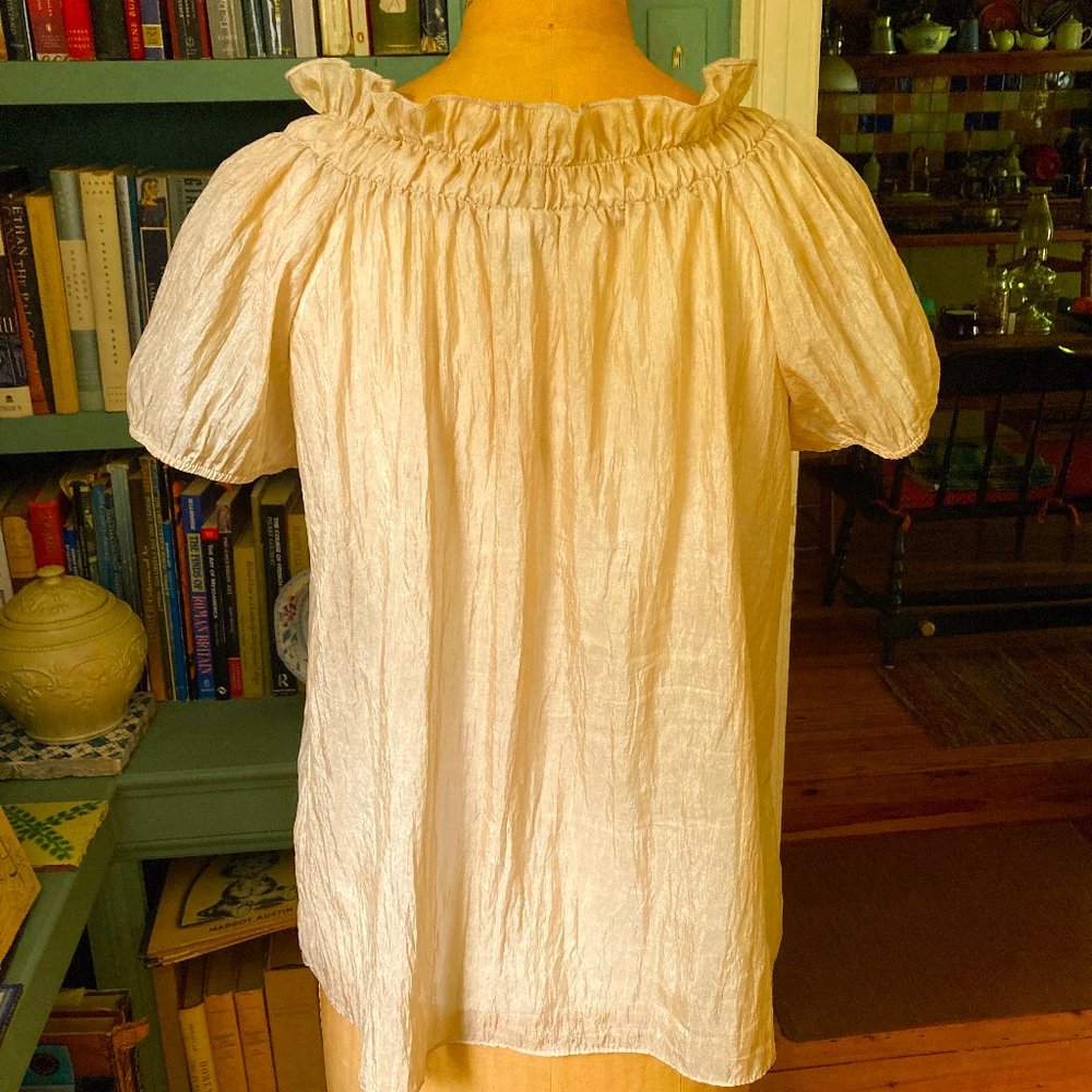 Shimmery Gold Peasant-style Summer Blouse - Picture 2 of 10